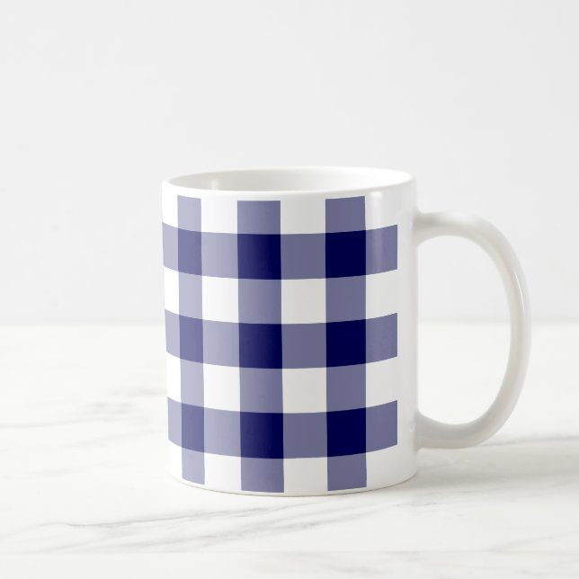 Navy und White Gingham Pattern Tasse (Rechts)