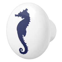 Navy und White Seepferd Coastal Nautical Keramik K Keramikknauf