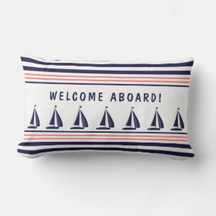 Navy und White Strike Nautical Welcome Bard Kissen Für Draußen