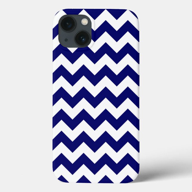 Navy und White Zigzag Muster Case-Mate iPhone Hülle (Rückseite)