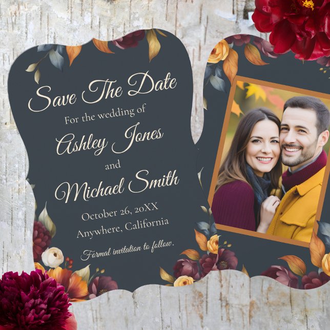 Navy und Yellow Fall Wildblume Save the Date (Von Creator hochgeladen)