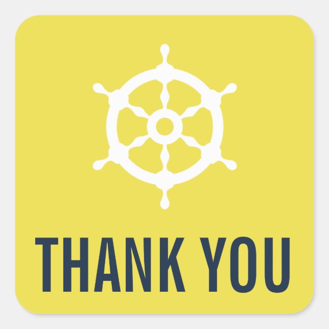Navy und Yellow Nautical Wedding Danke Sticker (Vorderseite)