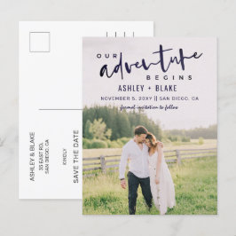 Navy Unser Abenteuer beginnt Save the Date Foto Ankündigungspostkarte