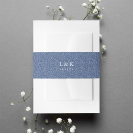 Navy Vines Muster Monogram Einladungsbanderole