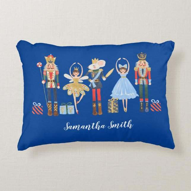 Navy Wassercolor Weihnachtscreme Pillowcase Dekokissen (Vorderseite)
