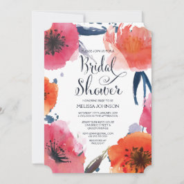 Navy Watercolor Floral Brautparty Einladung