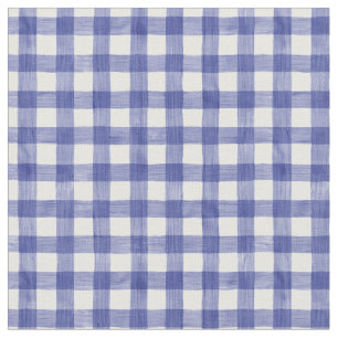 Navy Watercolor Gingham Fabric Stoff