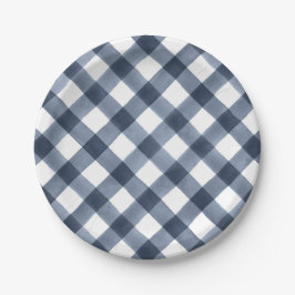 Navy Watercolor Gingham Pappteller