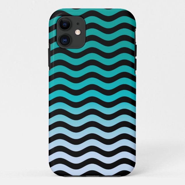 Navy Wavy Stripes Nautic Muster Case-Mate iPhone Hülle (Rückseite)