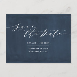 Navy + Weiß Hochzeit Save the Date Postkarte