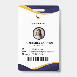 Navy & Weiß Moderne Personalisierte ID-Karten-Ausw Ausweis