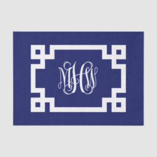 Navy Weiß Rebe Schrift Monogramm Griechischer Schl Seidenpapier