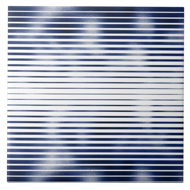 Navy-Weiß-Streifenfolie Fliese (Vorderseite)