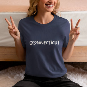 Navy Weiß Whimsical Herz-Typografie Connecticut Tri-Blend Shirt