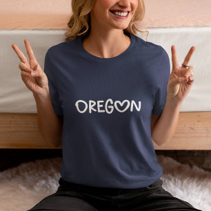 Navy Weiß Whimsical Herz-Typografie Oregon Tri-Blend Shirt