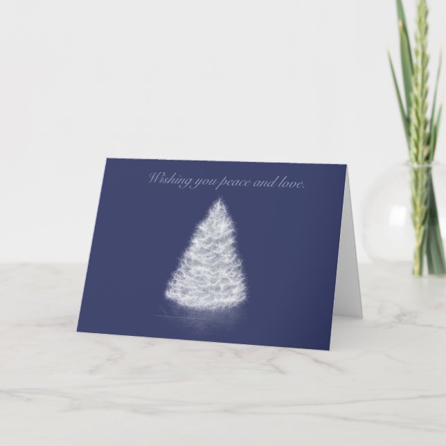 Navy, weiße Weihnachtsbaumkarte Karte (Vorderseite)