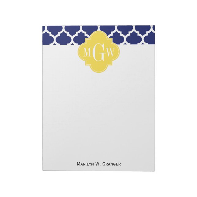 Navy Welch marokkanischer #5 Ananas 3 Initial Mono Notizblock (Rotiert)