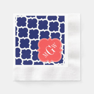 Navy Welch marokkanischer #5 Korallenrot 3 Anfangs Serviette