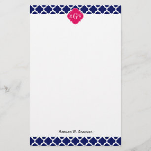 Navy Welch marokkanischer #5 Raspberry 3 Initial M Briefpapier