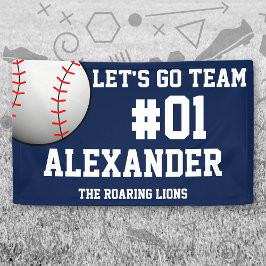 Navy White Baseball Team Spirit Banner