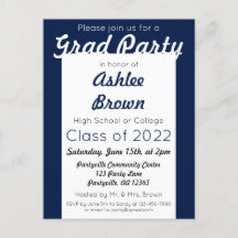 Navy White Bold Party Abschluss