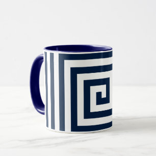 Navy & White Geometrics Tasse