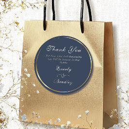 Navy White Gold Elegante Script Hochzeit Vielen Da Runder Aufkleber