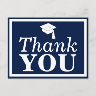 Navy White Grad Cap Danke Postkarte