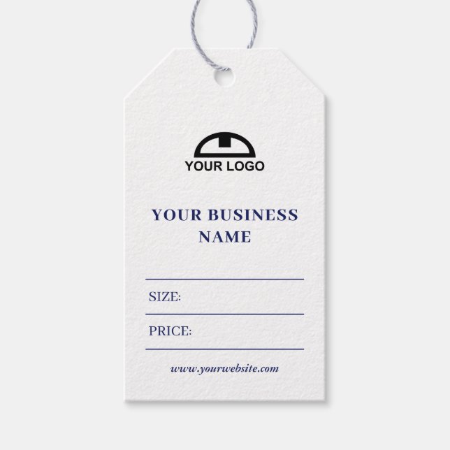 Navy White Ihr Logo Social Media Preis Geschenkart Geschenkanhänger (Vorderseite)