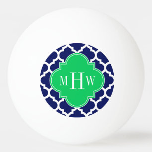 Navy White Marokkaner #5 Emerald 3 Initial Monogra Tischtennisball