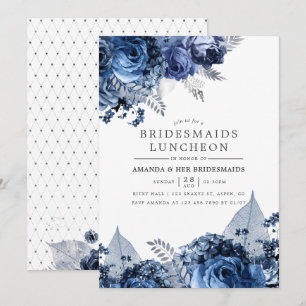 Navy & White mit Silver Foil Bridesmaiers Luncheon Einladung