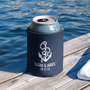 Navy & White Nautic Rope & Anchor Gastgeschenk Hoc Dosenkühler
