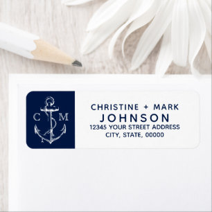 Navy + White Nautic Sketch Anchor Couple