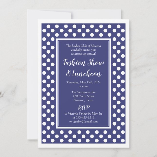 Navy White Polka Dot Corporate Business Party Einladung (Vorderseite)