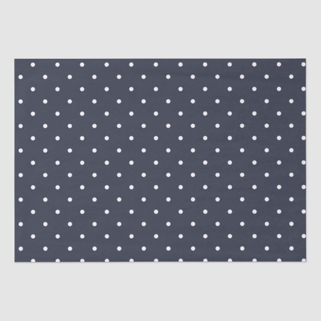 Navy White Polka Dots Seidenpapier (Vorderseite)