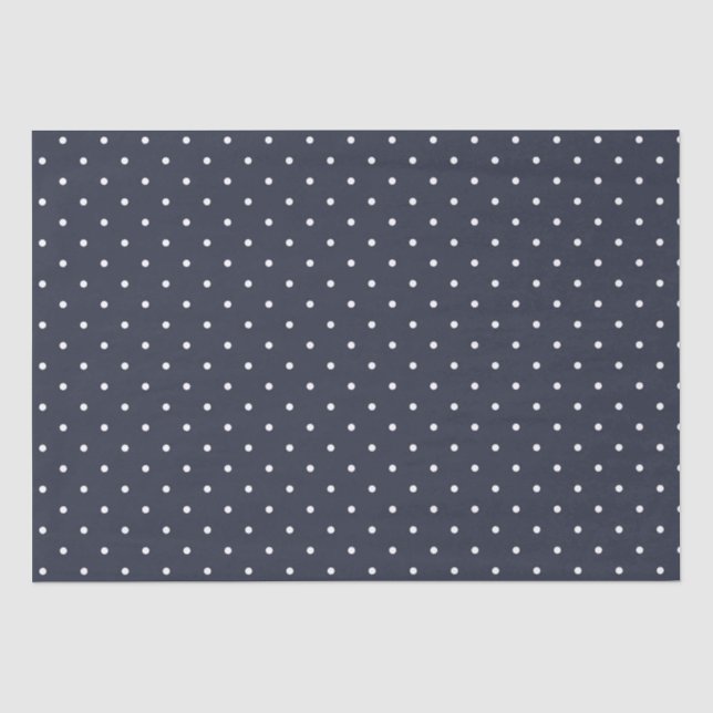 Navy White Polka Dots Seidenpapier (Vorderseite)