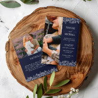 Navy White Rose Konturen 2 in 1 Foto Hochzeit