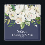 Navy & White Roses Brautparty Fvor Magnet<br><div class="desc">Schöne weiße Rosen Blume Brautparty bevorzugen Magnet. Matching Artikel in unserem Shop erhältlich.</div>