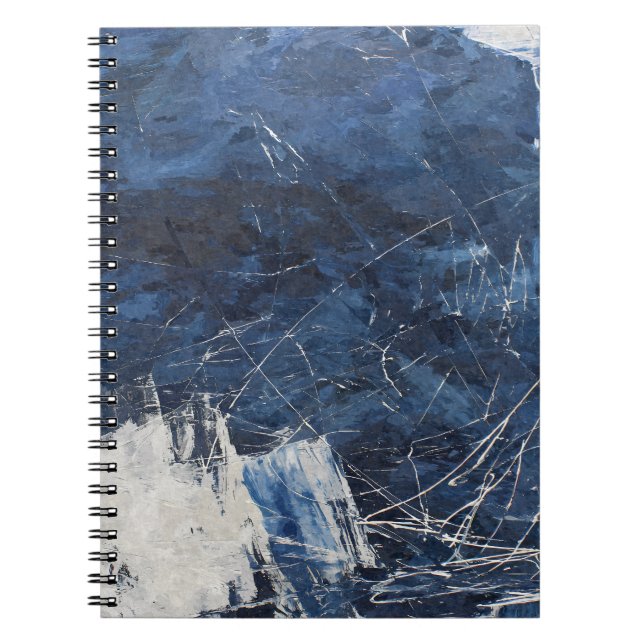 Navy White Scratch Texture Abstrakt Notebook Notizblock (Vorderseite)