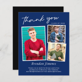 Navy White Script 3 Foto Abschluss Vielen Dank