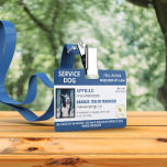 Navy White Service Dog Logo und Foto-ID Ausweis<br><div class="desc">Horizontales Service-Hund ID Abzeichen in marineblau und weiß mit Platz für ein Foto des Service-Hundes und ein Logo. Geben Sie Namen, Titel und Registrierungsnummer ein. Fügen Sie auch den Namen des Handlers und die Kontaktinformationen hinzu.</div>