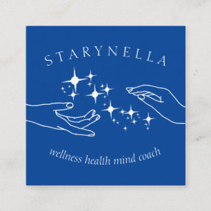 Navy White Stars Energie Hände Reiki-Therapie Quadratische Visitenkarte