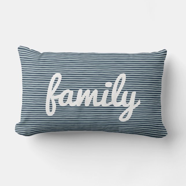 Navy & White Strike - Moderne Minimalistische Fami Lendenkissen (Vorderseite)