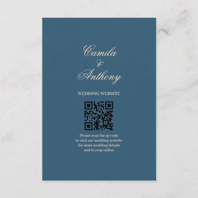 Navy White Wedding Begleitkarte (Vorderseite)