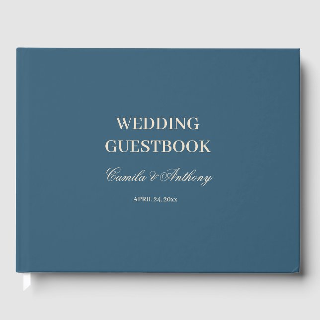 Navy White Wedding Gästebuch (Vorderseite)