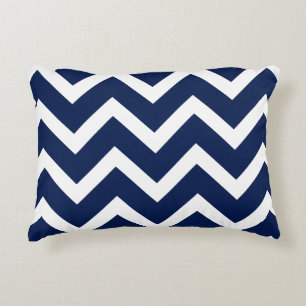 Navy & White Zickzack Zigzag Muster Dekokissen