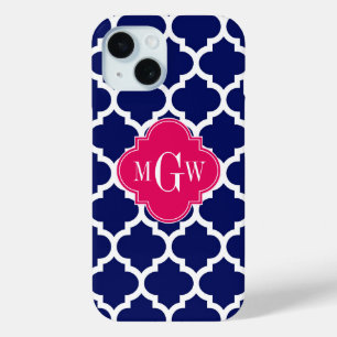Navy Wht Marokkanisch #5 Himbeere 3 Anfangsmonogra Case-Mate iPhone Hülle