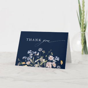 Navy Wildblume Meadow Garden Brautparty Dankeskarte