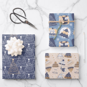 Navy Winter Christmas Geschenkpapier Set