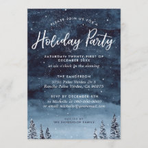 Navy Winter Watercolor Holiday Party